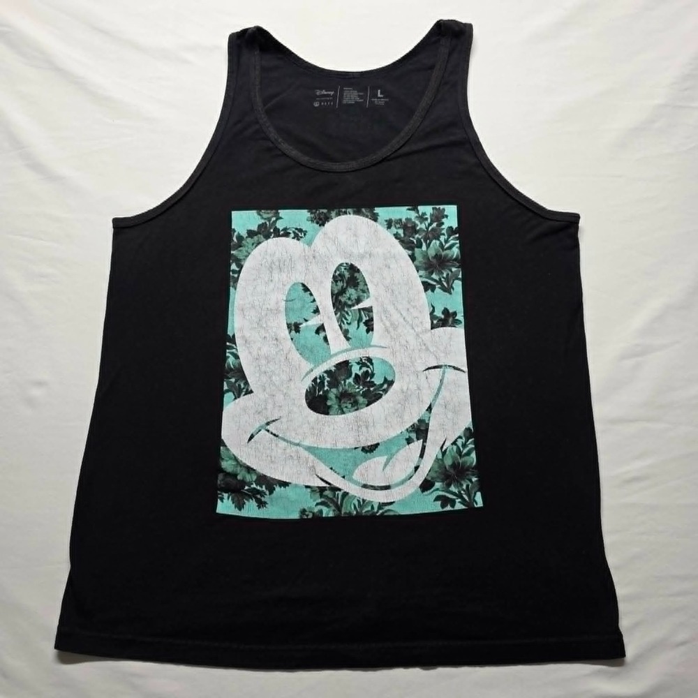 Disney NEFF Mickey Mouse Tank Top Mens Large Black Teal Graphic Classic Print